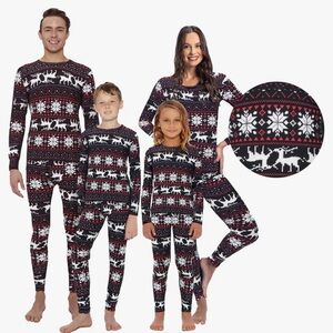 Festive Reindeer Pajama Set - Black and Red